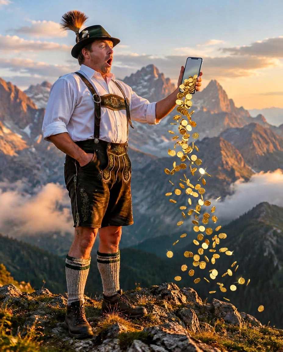 Jodler auf einem Alpengipfel